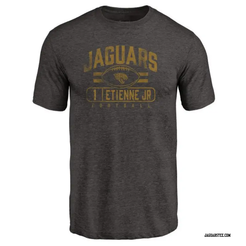 Men's Jacksonville Jaguars ＃1 Travis Etienne Jr. Black Flanker T-Shirt