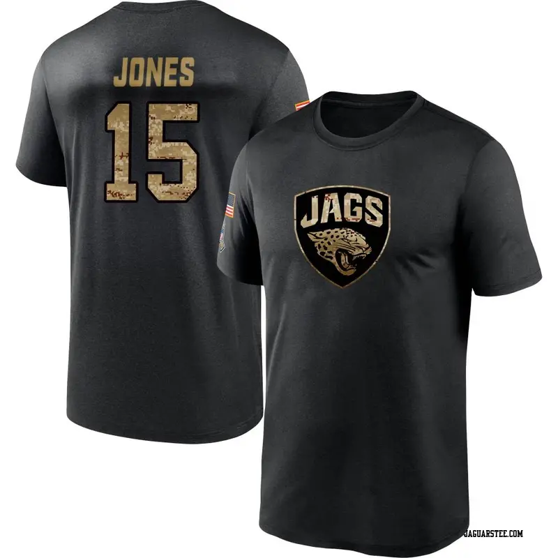 Men's Jacksonville Jaguars ＃15 Tim Jones Black 2020 Salute To Service Performance T-Shirt