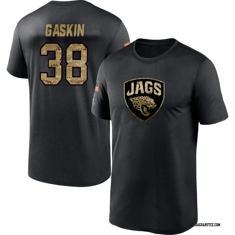 Men's Jacksonville Jaguars ＃38 Myles Gaskin Black 2020 Salute To Service Performance T-Shirt