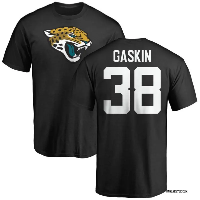 Men's Jacksonville Jaguars ＃38 Myles Gaskin Black Name & Number Logo T-Shirt