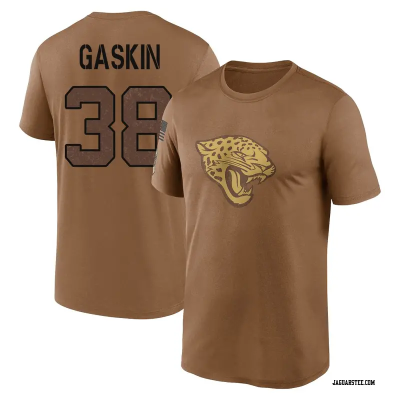 Men's Jacksonville Jaguars ＃38 Myles Gaskin Brown 2023 Salute To Service Performance T-Shirt