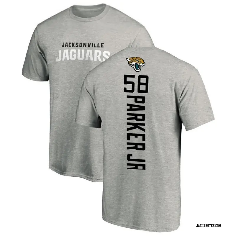 Men's Jacksonville Jaguars ＃58 Andrew Parker Jr. Ash Backer T-Shirt