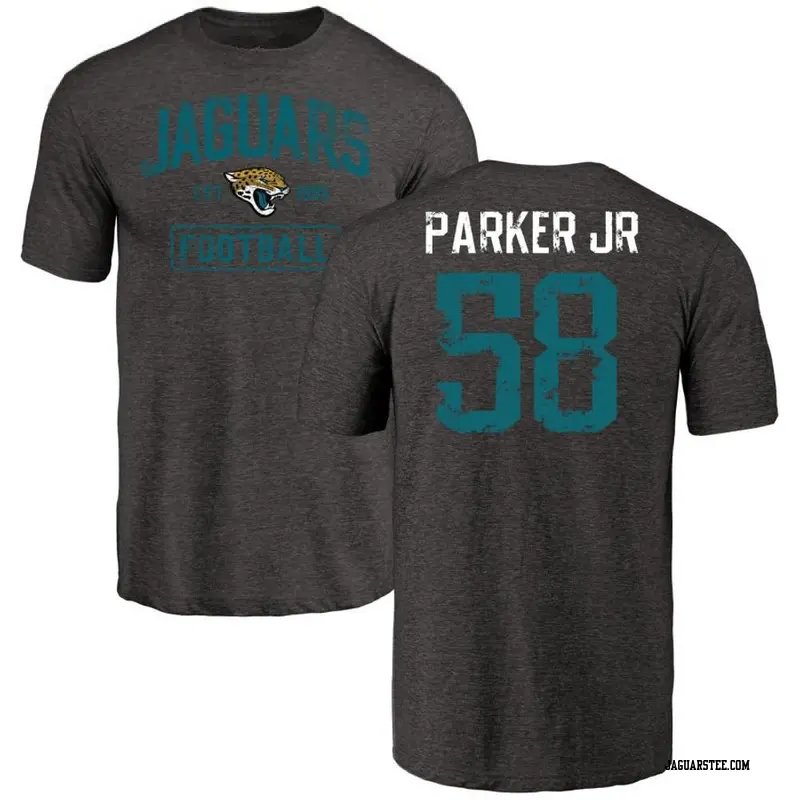 Men's Jacksonville Jaguars ＃58 Andrew Parker Jr. Black Distressed Name & Number T-Shirt