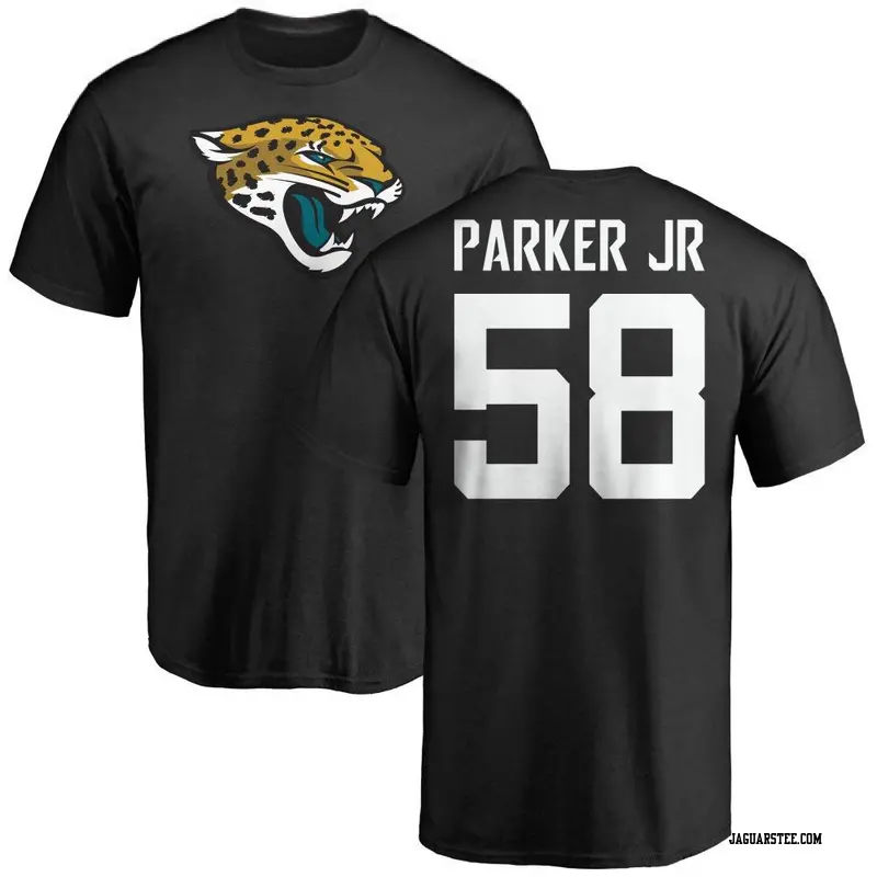 Men's Jacksonville Jaguars ＃58 Andrew Parker Jr. Black Name & Number Logo T-Shirt