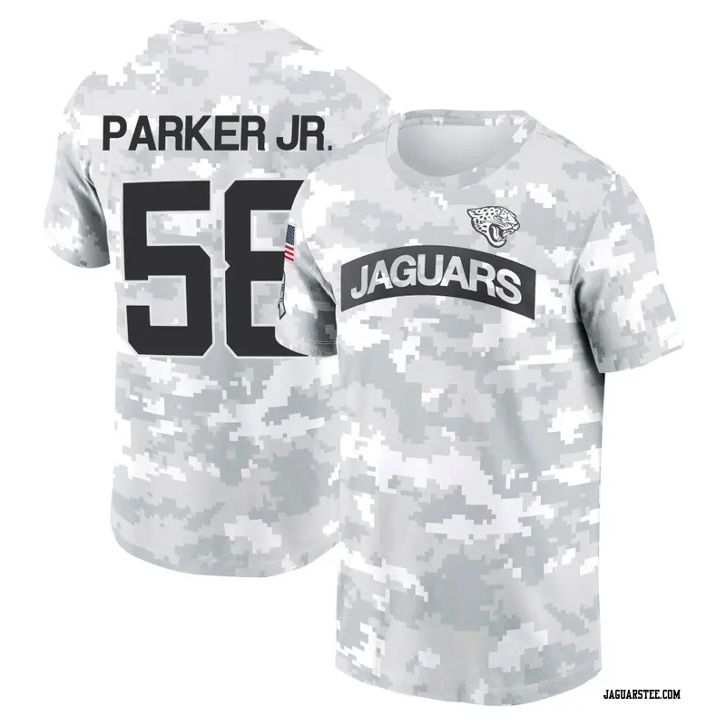 Men's Jacksonville Jaguars ＃58 Andrew Parker Jr. Camo Arctic 2024 Salute to Service Performance T-Shirt