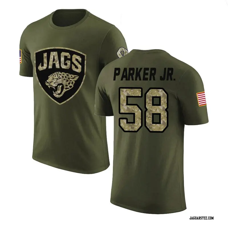 Men's Jacksonville Jaguars ＃58 Andrew Parker Jr. Olive Salute to Service T-Shirt