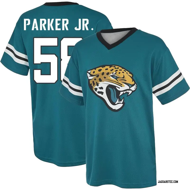 Men's Jacksonville Jaguars ＃58 Andrew Parker Jr. Teal Name & Number Game Day V-Neck T-Shirt