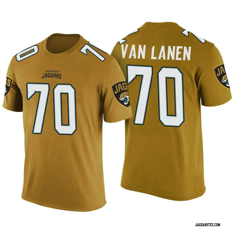 Men's Jacksonville Jaguars ＃70 Cole Van Lanen Gold Color Rush T-Shirt