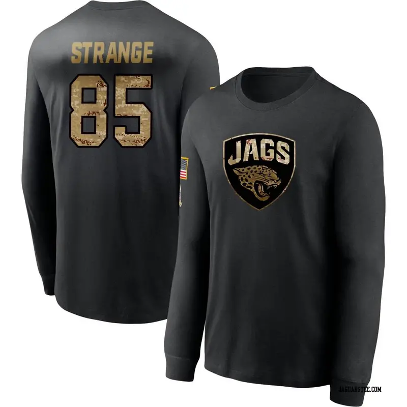 Men's Jacksonville Jaguars ＃85 Brenton Strange Black 2020 Salute To Service Sideline Performance Long Sleeve T-Shirt