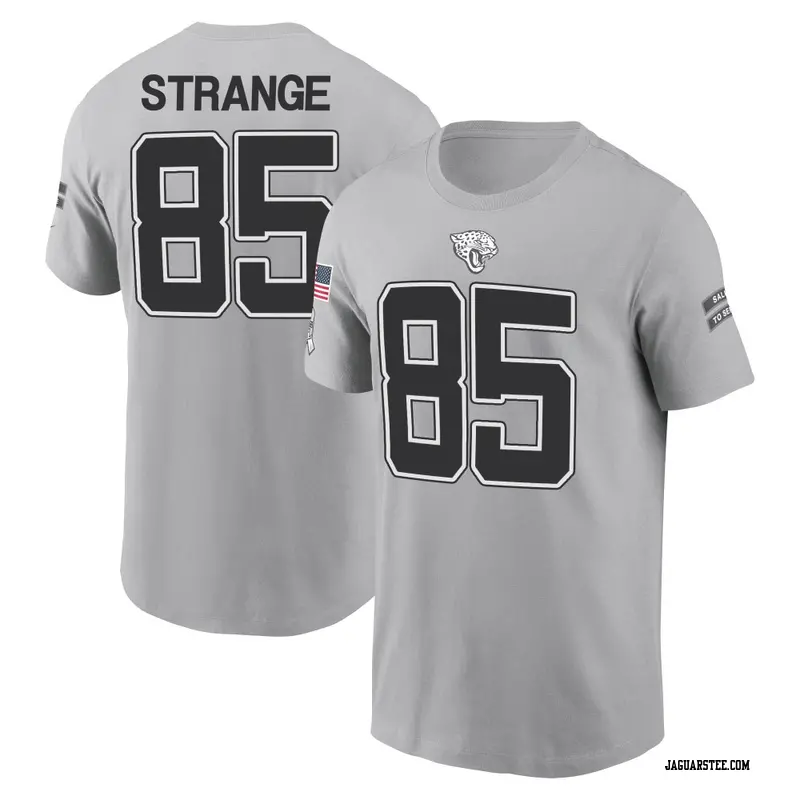 Men's Jacksonville Jaguars ＃85 Brenton Strange Gray 2024 Salute to Service Name & Number T-Shirt