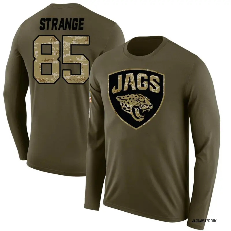 Men's Jacksonville Jaguars ＃85 Brenton Strange Olive Salute to Service Sideline Long Sleeve T-Shirt