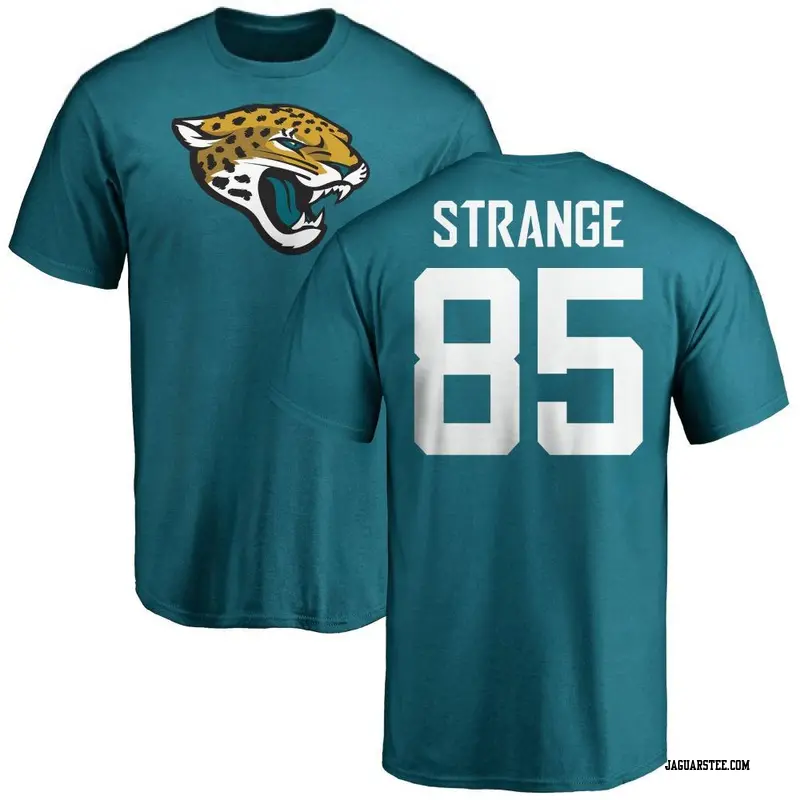 Men's Jacksonville Jaguars ＃85 Brenton Strange Teal Name & Number Logo T-Shirt