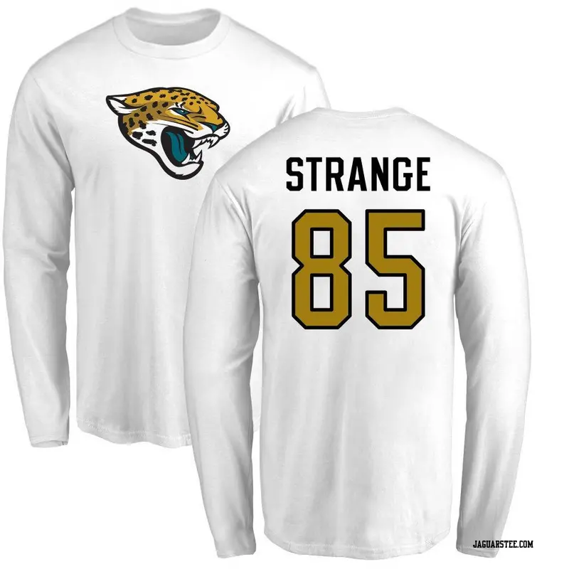 Men's Jacksonville Jaguars ＃85 Brenton Strange White Name & Number Logo Long Sleeve T-Shirt