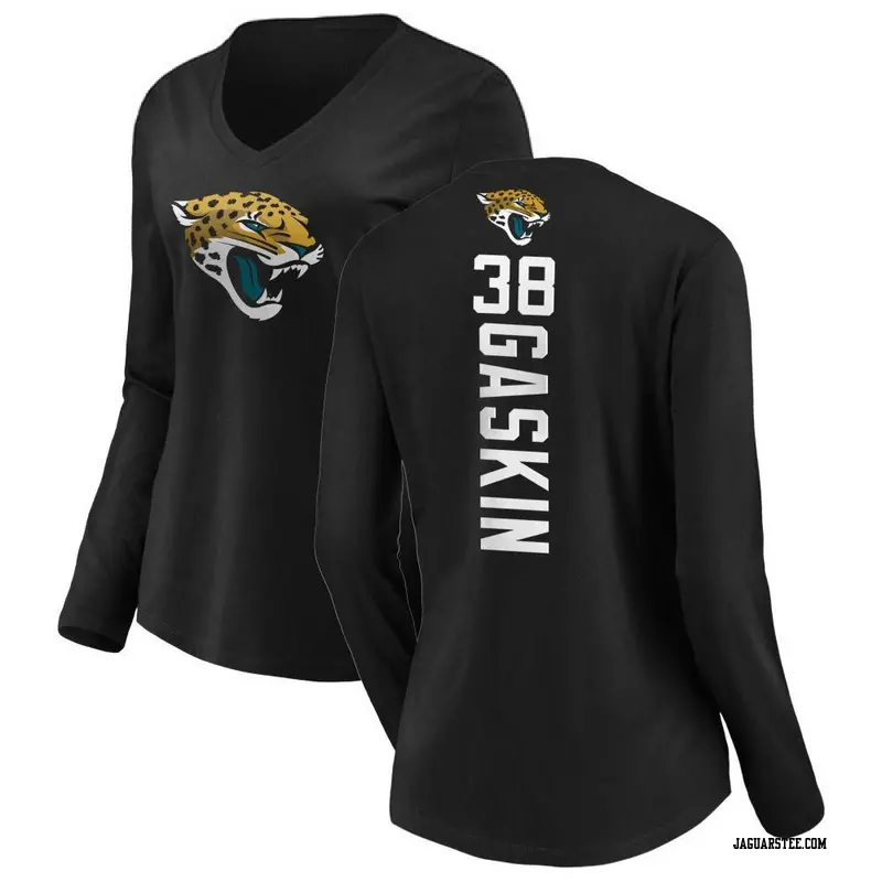 Women's Jacksonville Jaguars ＃38 Myles Gaskin Black Backer Slim Fit Long Sleeve T-Shirt