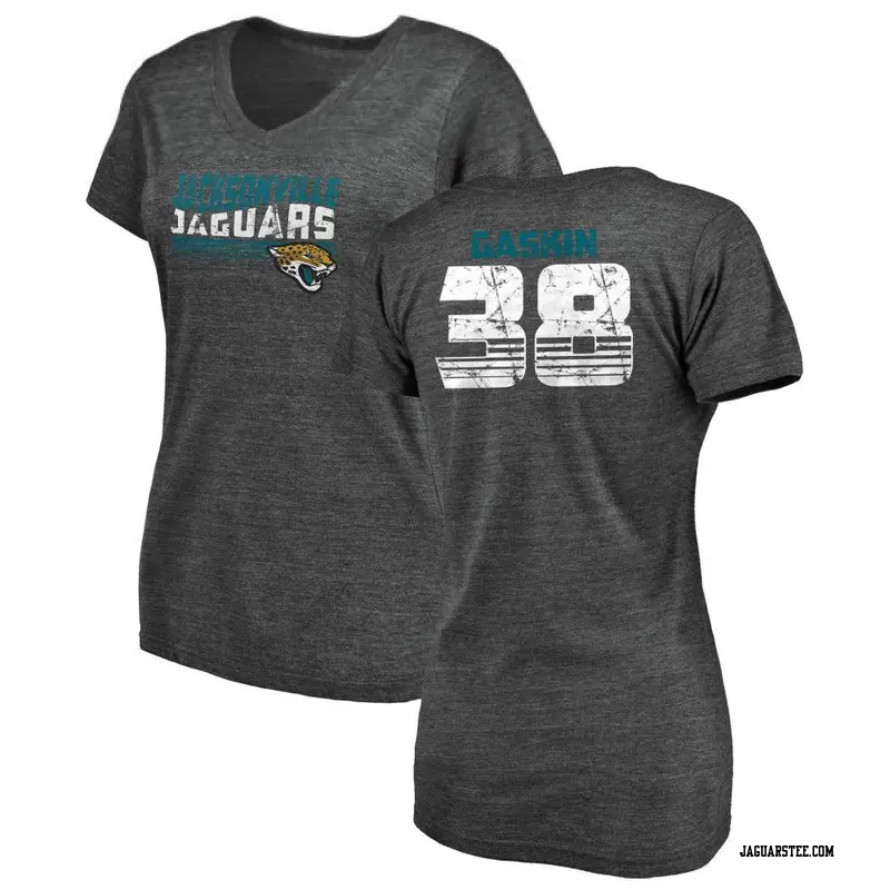 Women's Jacksonville Jaguars ＃38 Myles Gaskin Black Retro V-Neck T-Shirt