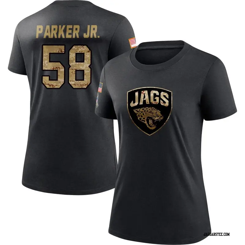 Women's Jacksonville Jaguars ＃58 Andrew Parker Jr. Black 2020 Salute To Service Performance T-Shirt