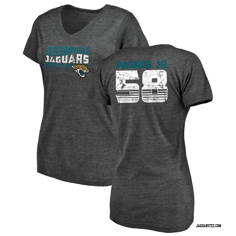 Women's Jacksonville Jaguars ＃58 Andrew Parker Jr. Black Retro V-Neck T-Shirt