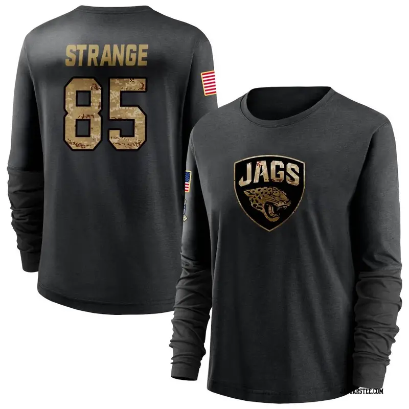 Women's Jacksonville Jaguars ＃85 Brenton Strange Black 2020 Salute To Service Sideline Performance Long Sleeve T-Shirt