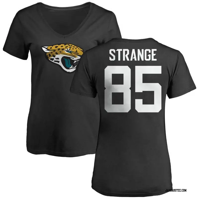 Women's Jacksonville Jaguars ＃85 Brenton Strange Black Name & Number Logo Slim Fit T-Shirt