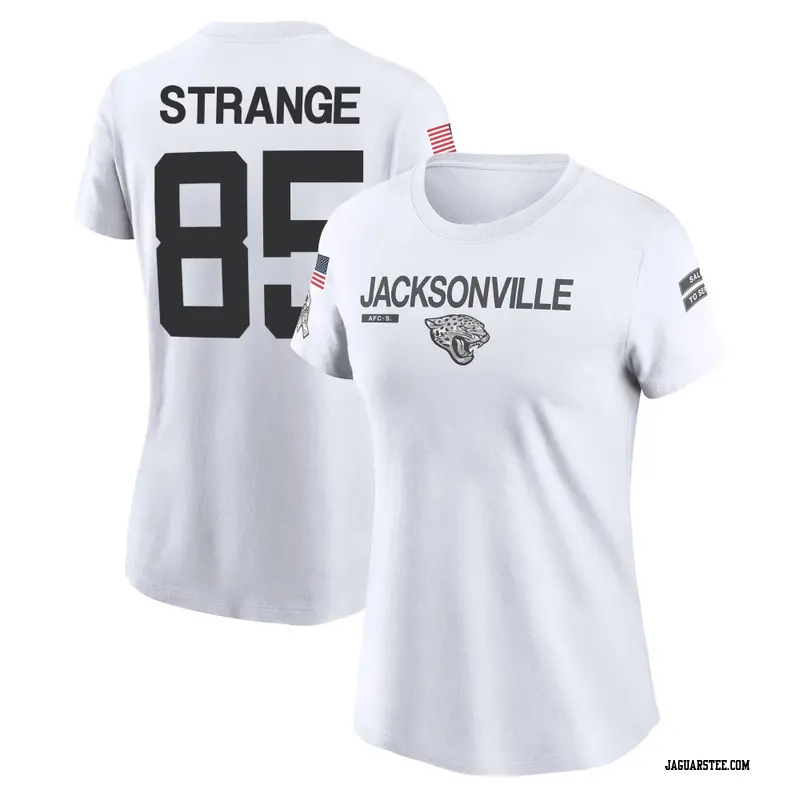 Women's Jacksonville Jaguars ＃85 Brenton Strange White 2024 Salute to Service Performance T-Shirt