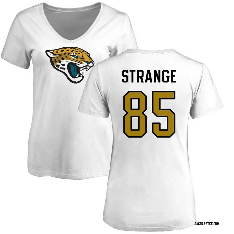 Women's Jacksonville Jaguars ＃85 Brenton Strange White Name & Number Logo Slim Fit T-Shirt