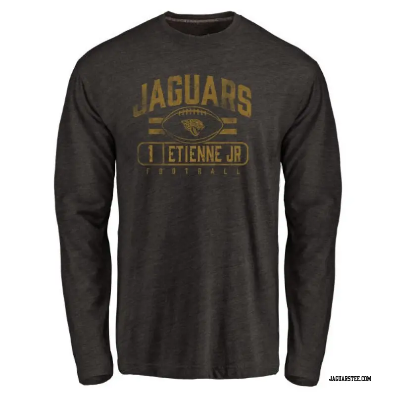 Youth Jacksonville Jaguars ＃1 Travis Etienne Jr. Black Flanker Long Sleeve T-Shirt