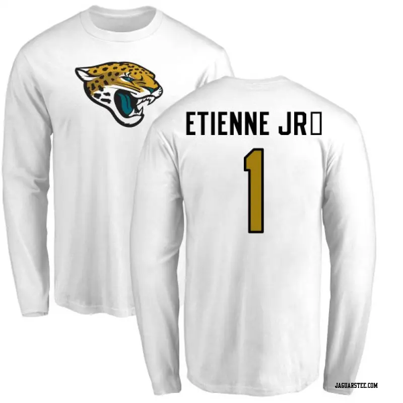 Youth Jacksonville Jaguars ＃1 Travis Etienne Jr. White Name & Number Logo Long Sleeve T-Shirt