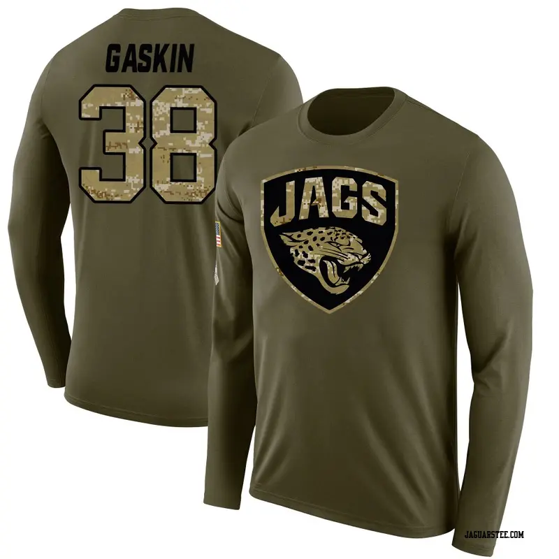 Youth Jacksonville Jaguars ＃38 Myles Gaskin Olive Salute to Service Sideline Long Sleeve T-Shirt