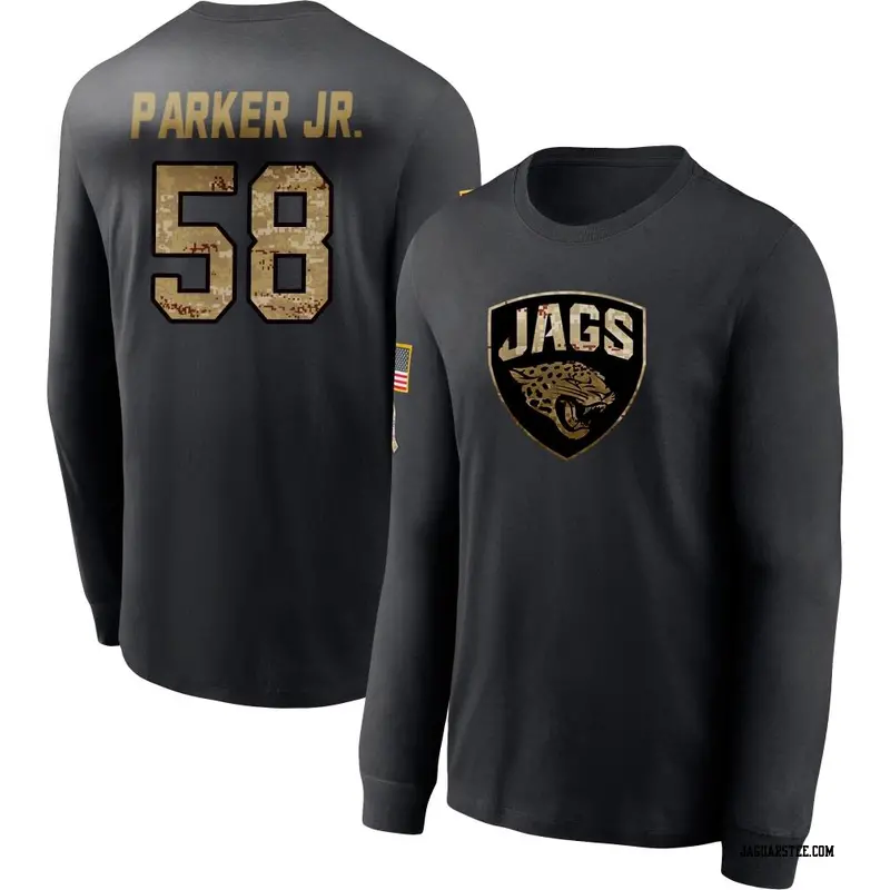 Youth Jacksonville Jaguars ＃58 Andrew Parker Jr. Black 2020 Salute To Service Sideline Performance Long Sleeve T-Shirt